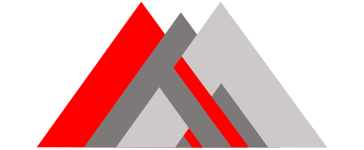 three peaks pest control logo three mountain peaks one red on light gray one dark gray representing mountains around St. George Utah